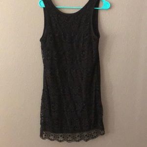 Black lace mini dress